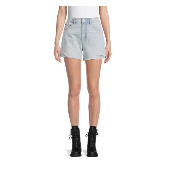 No Boundaries Juniors' High Rise Denim Shorts distressed light wash size 9 - Picture 1 of 12